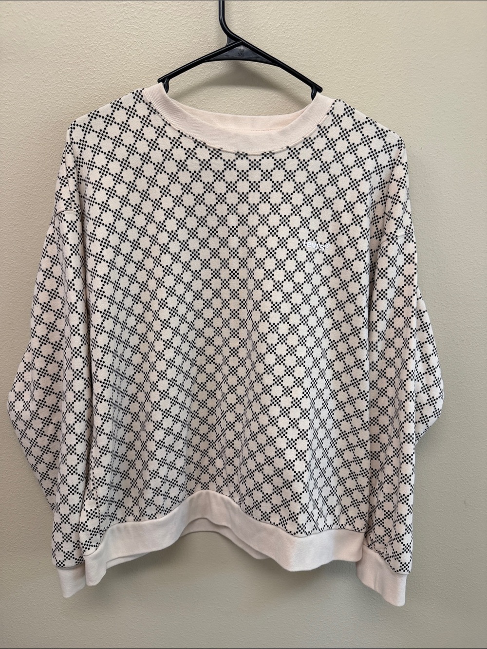 Levi's Cream and Black Patterned Crewneck Sweatshirt SzM